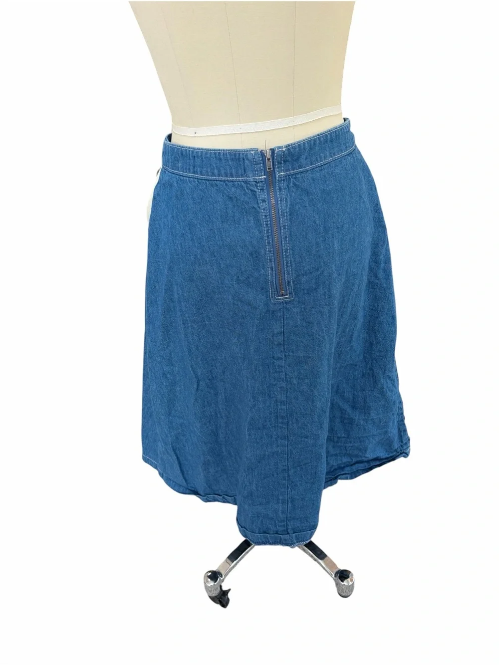 Pilcro Blue Denim Asymmetrical Wrap Skirt with Cream Side Tie size 6